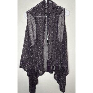 Kate Todd Crochet Net Mesh Asymmetrical Black Vest Top One Size